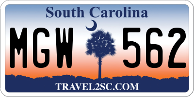 SC license plate MGW562