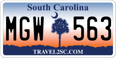 SC license plate MGW563