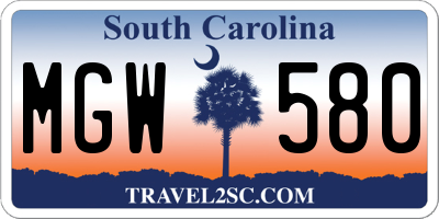 SC license plate MGW580