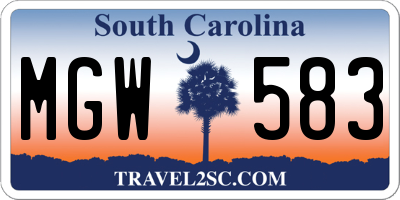 SC license plate MGW583
