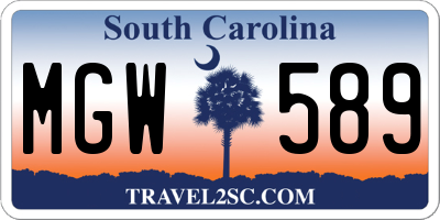 SC license plate MGW589