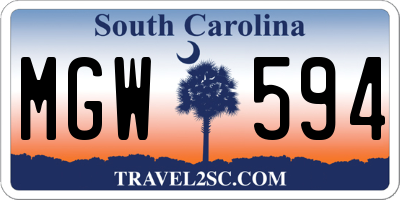 SC license plate MGW594