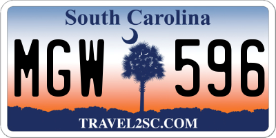SC license plate MGW596