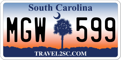 SC license plate MGW599