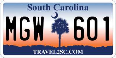 SC license plate MGW601