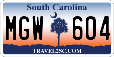 SC license plate MGW604