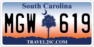 SC license plate MGW619