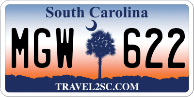 SC license plate MGW622