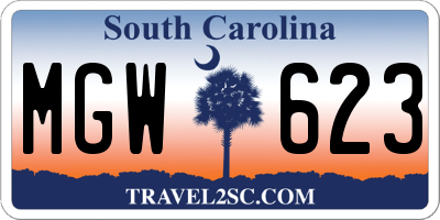 SC license plate MGW623