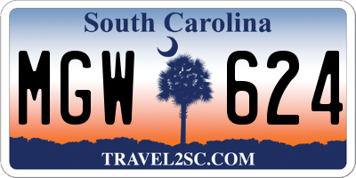 SC license plate MGW624