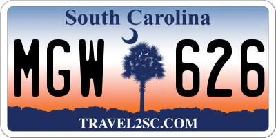 SC license plate MGW626