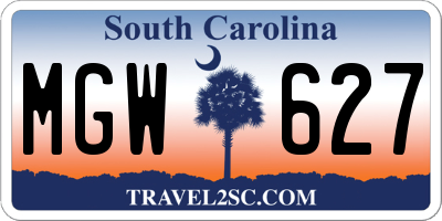 SC license plate MGW627