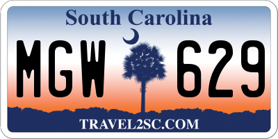 SC license plate MGW629