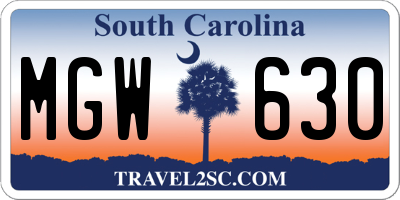SC license plate MGW630