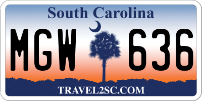SC license plate MGW636