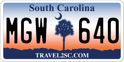 SC license plate MGW640