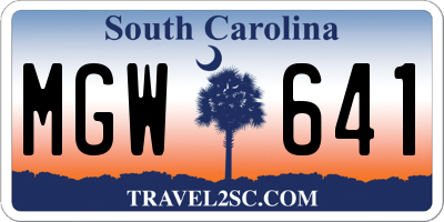 SC license plate MGW641
