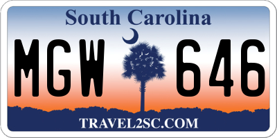 SC license plate MGW646