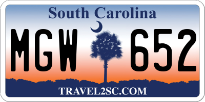 SC license plate MGW652
