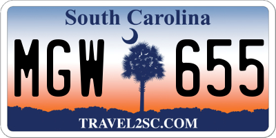 SC license plate MGW655