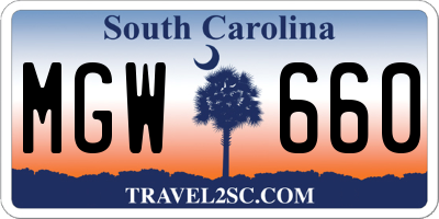 SC license plate MGW660