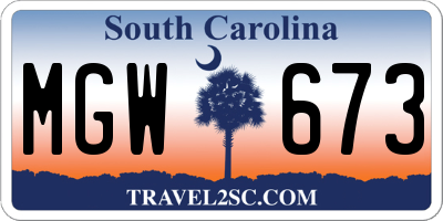 SC license plate MGW673