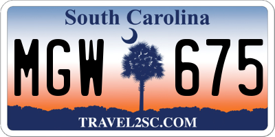 SC license plate MGW675