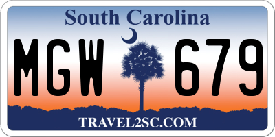 SC license plate MGW679