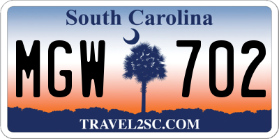 SC license plate MGW702