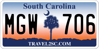 SC license plate MGW706