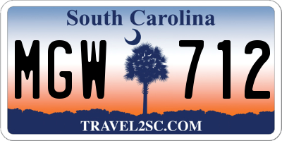 SC license plate MGW712