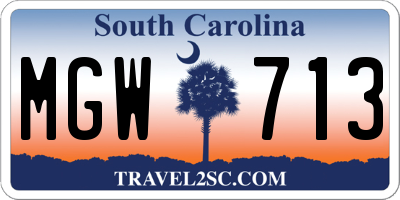 SC license plate MGW713