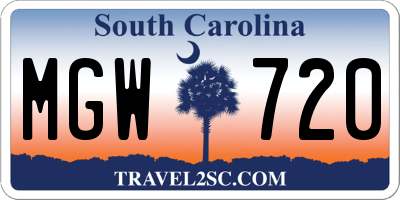 SC license plate MGW720