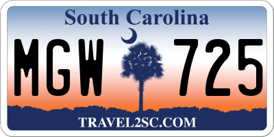 SC license plate MGW725