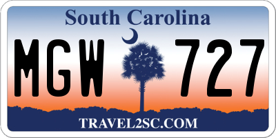 SC license plate MGW727