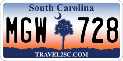 SC license plate MGW728