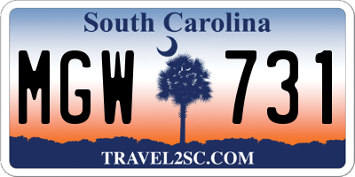 SC license plate MGW731