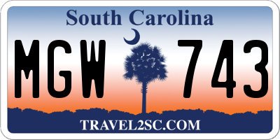 SC license plate MGW743