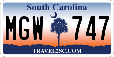 SC license plate MGW747