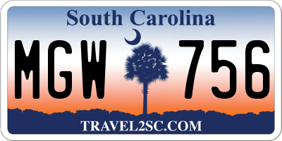 SC license plate MGW756