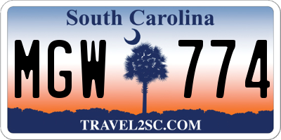 SC license plate MGW774