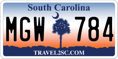 SC license plate MGW784
