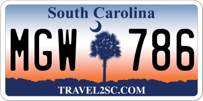 SC license plate MGW786