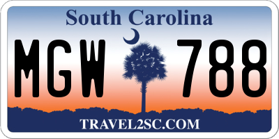 SC license plate MGW788
