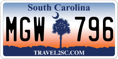 SC license plate MGW796