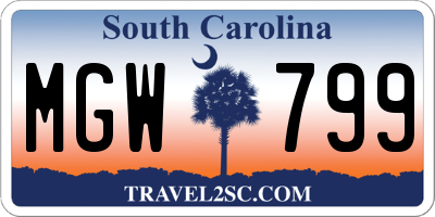 SC license plate MGW799