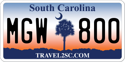 SC license plate MGW800