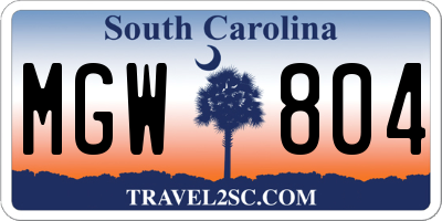SC license plate MGW804