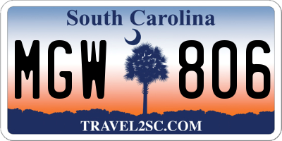 SC license plate MGW806