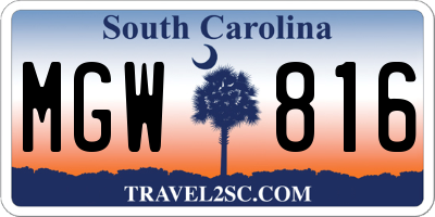 SC license plate MGW816